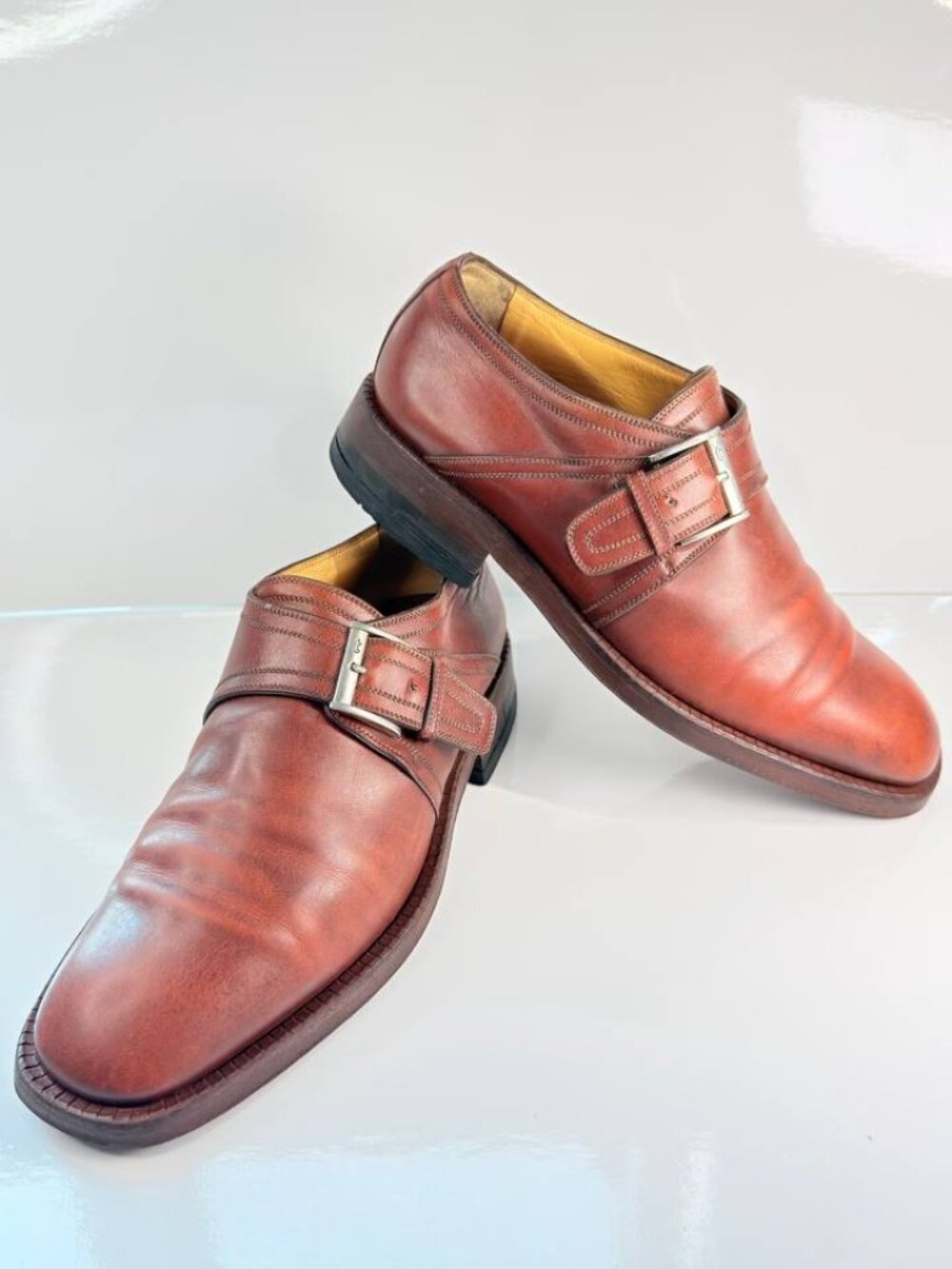 A. Testoni Italian Leather Monk Strap Dress Shoes – Made in Italy – Size 8F